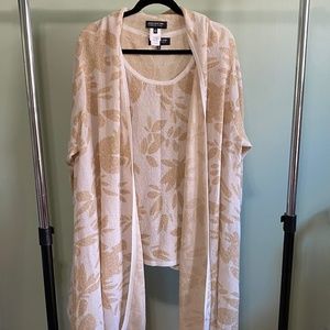 Jones New York Elegant Women's Sweater Set, gold and ivory 1X/2X